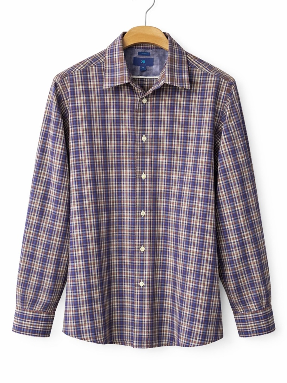 Egara Men's Plaid Button-Down Shirt - Blue & Brown